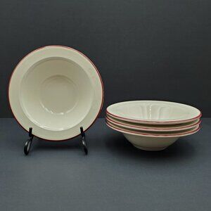 Homer Laughlin Lyrica Red Rim Dessert Fruit Sauce Bowls Small Soup Cereal Bowls